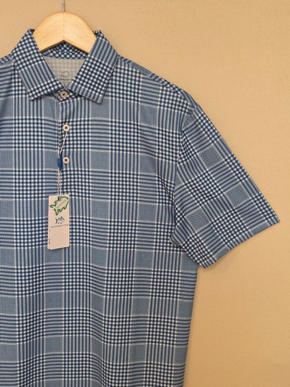 NWT Southern Tide Short Sleeve Driver Coral Key Plaid Polo S